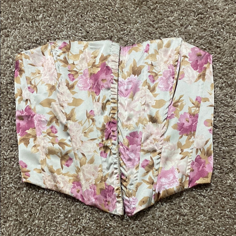 Floral Pink and Cream Corset Top